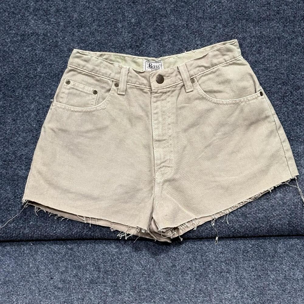 Bass Shorts Womens 8 Beige Khaki High Rise Denim Cut Off Raw Hem Casual Summer